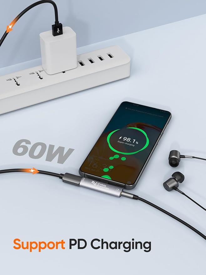 CableCreation USB C to 3.5mm Headphone and Charger Adapter, 2 in 1 Type-C to - Image 4