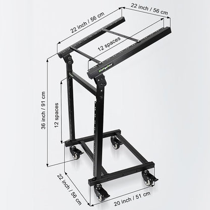 12U DJ Mixer Stand Rack Mount Rolling Stand Stage Cart Adjustable Rack Mount - Image 4