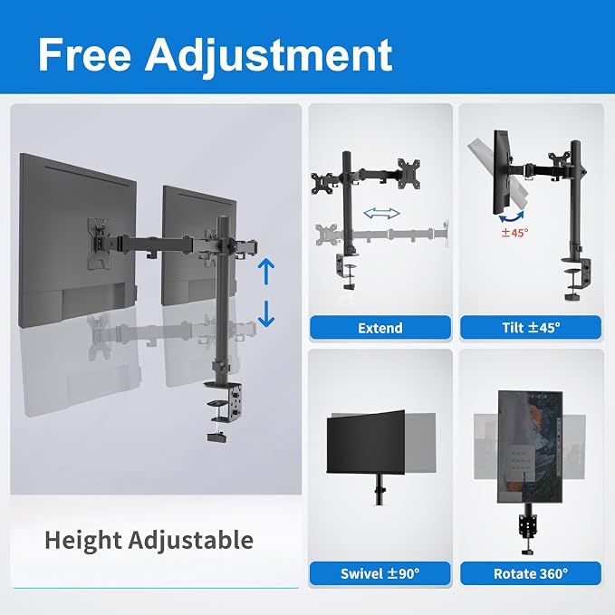 H&C Dual Monitor Mount, Monitor Arm - Image 3