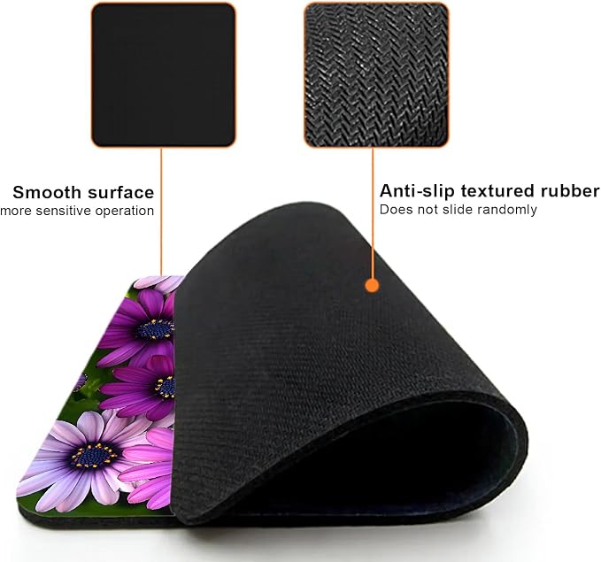 Mouse Pad, Cute Purple Floral Plants Mouse Pads - Image 3
