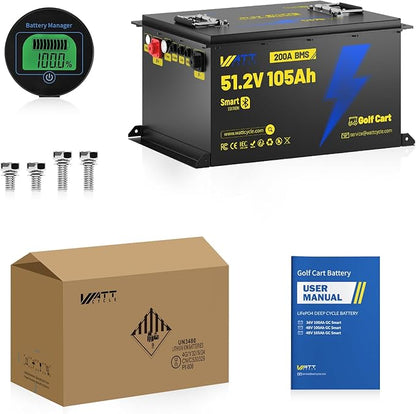 48 Volt Golf Cart Batterys 200A BMS, 48V 105Ah LiFePO4 Lithium Battery - Image 9