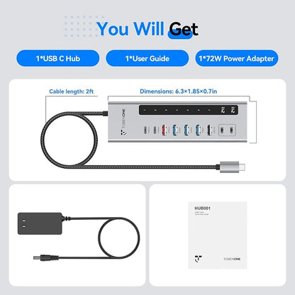 TobenONE Powered USB C Hub, 11-in-1 10Gbps USB C Splitter - Image 9