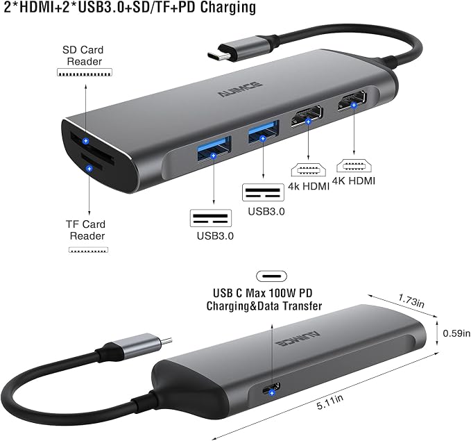 USB C Docking Station Dual Monitor, 7-in-1 Laptop Dock - Image 2