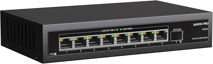 9 Port 2.5Gb Unmanaged Ethernet Switch by AUMOXPRO