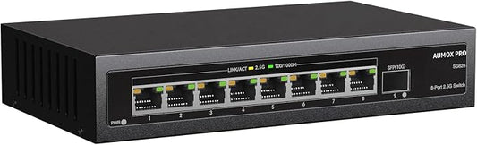 9 Port 2.5Gb Unmanaged Ethernet Switch by AUMOXPRO