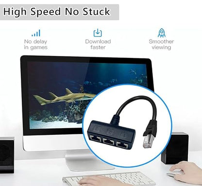 【Upgrade】 RJ45 Ethernet Splitter Cable, RJ45 1 Male to 3 Female Network - Image 4