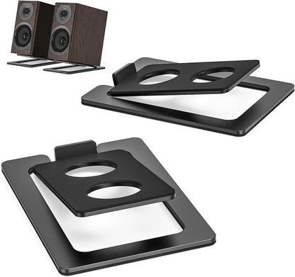 Metal Desktop Speaker Stands Pair, 15° Tilted Steel Tabletop Bookshelf Speaker by Jubor