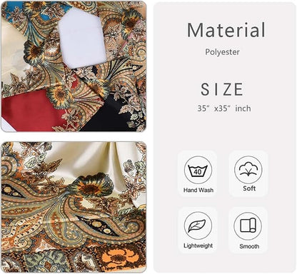 4Pcs Silk Head Scarves for Women Satin Hair Scarf 35”Large Square Bandana Silk - Image 3