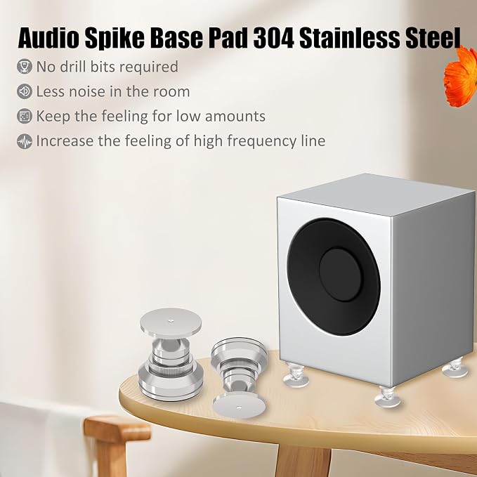 Preffair Adjustable Turntable Feet Stainless Steel Speaker Vibration Isolation - Image 5