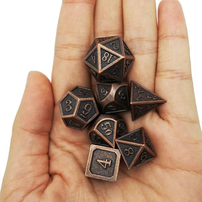 Haxtec Antique Copper Metal DND Dice Set 7 Die Polyhedral D&D Dice Compatible - Image 6