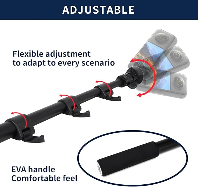 Motorcycle Bike Handlebar Double clamp Mount Invisible Selfie Stick Super - Image 7