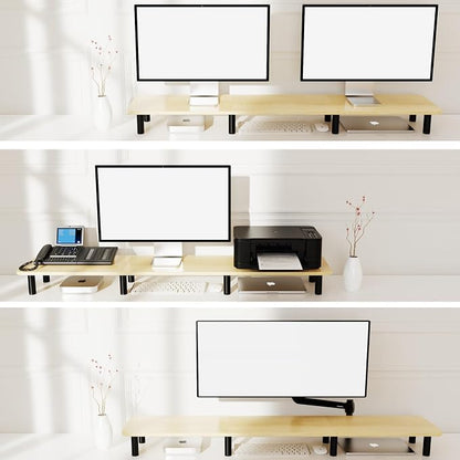 Large Extra Long Monitor Stand Riser 43.7in, Dual Monitor Riser, Wide TV Stand - Image 3