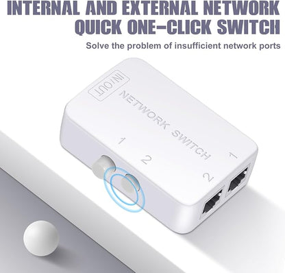 2 Ports Network Switch Splitter Selector RJ45 Network Switch 2x1 Ethernet RJ45 - Image 5