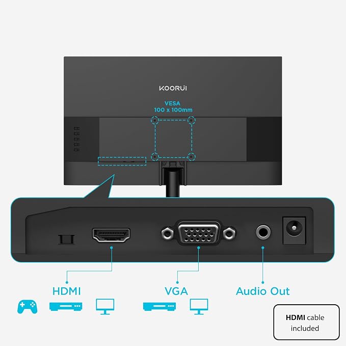 KOORUI 24-inch Computer Monitor Full HD 1920 x 1080p 100Hz VA Display 3000:1 - Image 9
