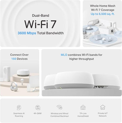 TP-Link Deco 7 BE23 Dual-Band BE3600 WiFi 7 Mesh Wi-Fi System | 4-Stream 3.6 - Image 3