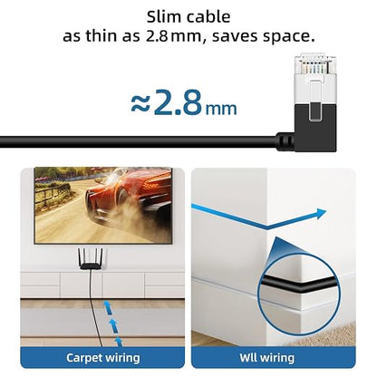 Ultra Thin Cat 6A Ethernet Cable 90° Degree Right Angled 30 Feet 2Pack - Image 5