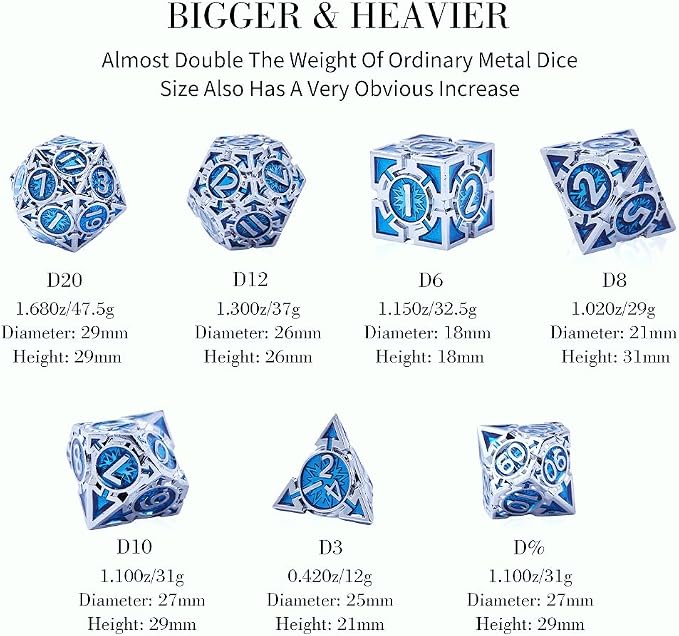 Rare Chrome-Plated DND Dice Set, Metal D&D Dice Sets Made of Durable Zinc - Image 5