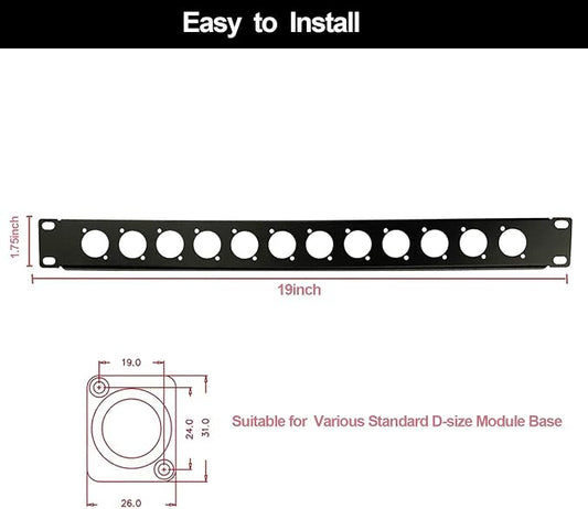 XLR HDMI Audio Rack Mount Panel, Hinged D-Series Punched Metal HDMI Rack Mount - Image 2