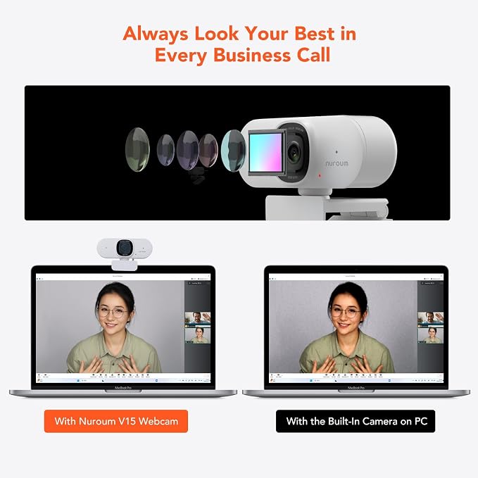 NUROUM V15AF 2K Webcam for PC, 1080p 60FPS AutoFocus Web Camera - Image 3