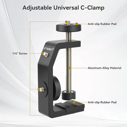 UTEBIT Super Clamp Mount with Mini Ball Head Mount, 1/4 Screw Hot Shoe Mount - Image 4