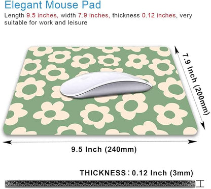 IMAYONDIA Square Mouse Pad Cute, Vintage Green Flowers Mouse Pad, Non-Slip - Image 2