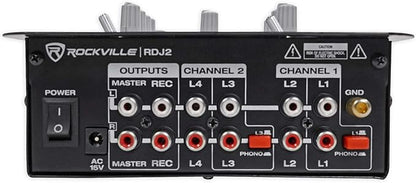 Rockville RDJ2 2-Channel DJ Mixer USB Playback, Cue Monitor, 4 Line Inputs - Image 4