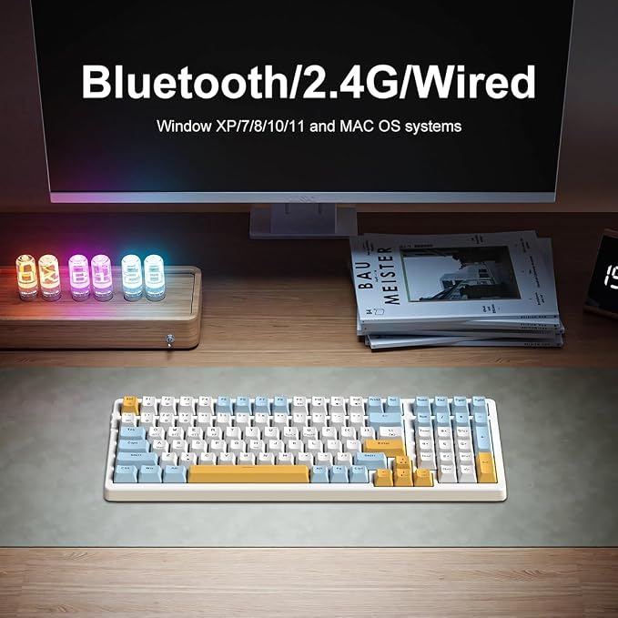 Wireless Mechanical Keyboard, Triple Mode 2.4G/USB-C/BT Gaming Keyboards 100 - Image 3