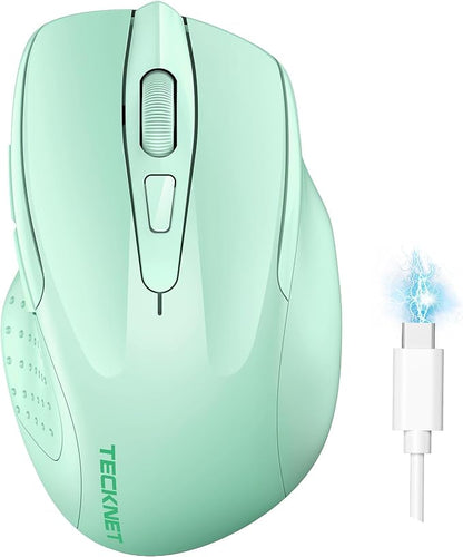TECKNET Wireless Mouse Rechargeable 4800 DPI Silent USB A & Bluetooth Mouse 6 by Tecknet