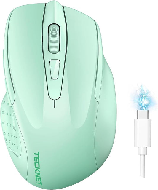 TECKNET Wireless Mouse Rechargeable 4800 DPI Silent USB A & Bluetooth Mouse 6 by Tecknet