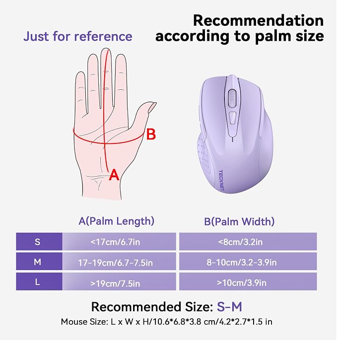 TECKNET Wireless Mouse Rechargeable 4800 DPI Silent USB A & Bluetooth Mouse 6 - Image 4