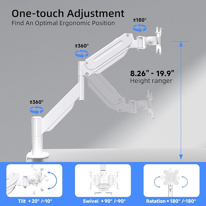 Suptek Single Monitor Mount, Ultrawide Monitor Arm Mount Single Desk Mount - Image 3