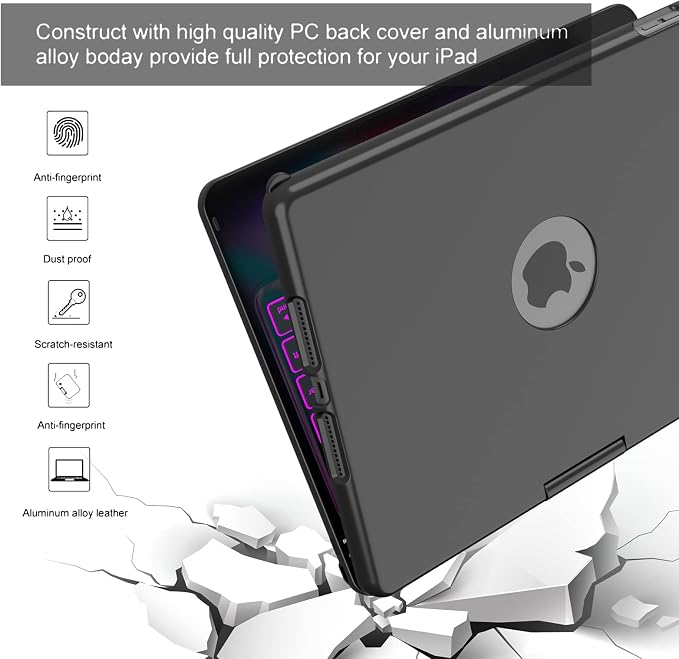 HOTLIFE Keyboard Case for iPad 10.2 9th/8th/7th Gen, Touch Keyboard for iPads - Image 5