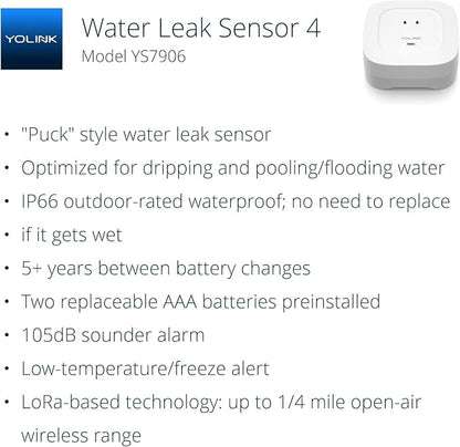 Water Leak Sensor 4 with 105dB Audio Alarm 3-Pack, Email & Push Notifications - Image 2