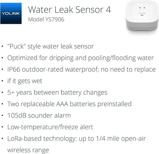 Water Leak Sensor 4 with 105dB Audio Alarm 3-Pack, Email & Push Notifications - Image 2
