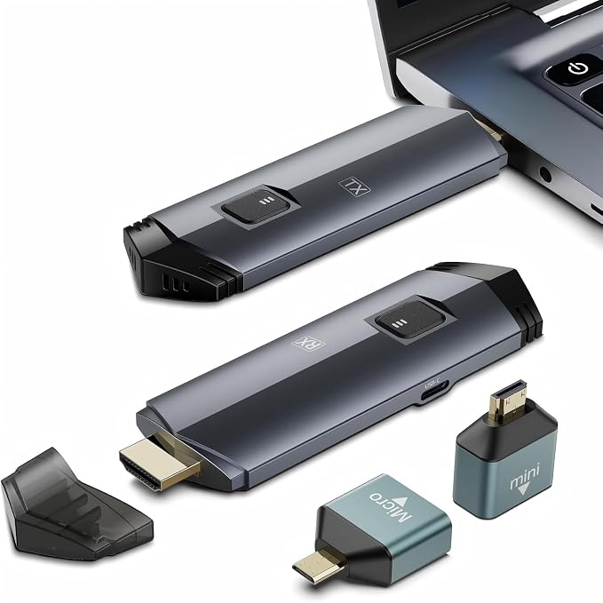 2025 Upgraded Wireless HDMI Transmitter and Receiver 4K, Portable Wireless HDMI by Next-GenAudioInnovators