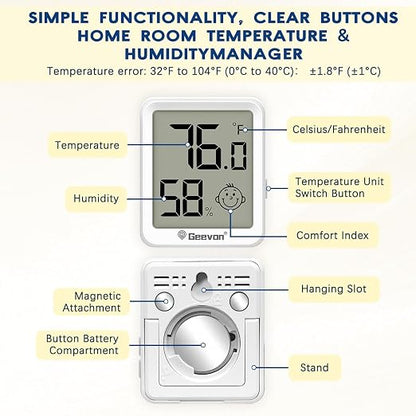 Geevon 2 Pack Mini Digital Hygrometer Gauge Indoor Thermometer – LCD Monitor - Image 6