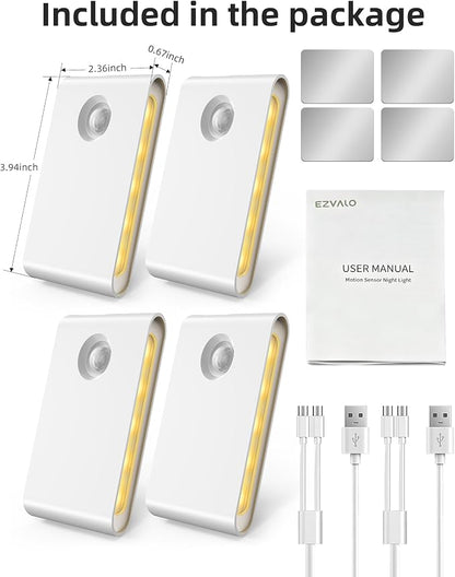 EZVALO 4 Pack Motion Sensor Night Lights Indoor, Rechargeable 1500mAh LED Stair - Image 9