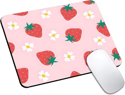 Mouse Pad, Cute Daisy Pink Strawberry Mouse Pads by HUOCAIREN