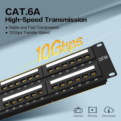 2U 48 Port Patch Panel CAT6A Patch Panel Rack Mount 19inch Ethernet Patch Panel - Image 4