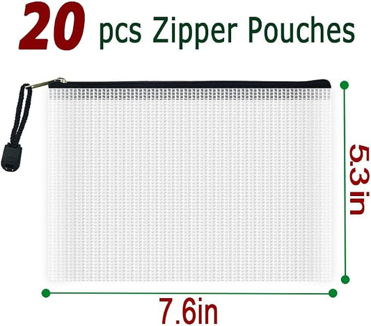 AUSTARK 20 Pcs Zipper File Bags, Plastic Mesh Pouch, Board Game Storage - Image 2