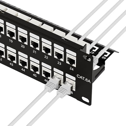 iwillink 10Gbps Patch Panel 48 Port, Shielded RJ45 Through Cat6A Patch Panel by IWILLINK