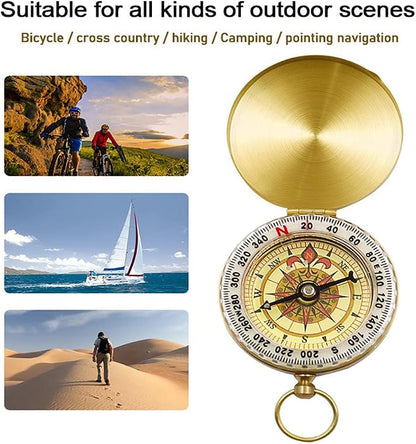 Camping Survival Compass for Hiking, Small Golden Pocket Compass for Kids - Image 6