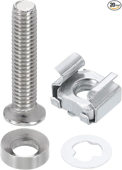 PATIKIL Rack Mount Cage Nut, Carbon Steel Rack Screws Zinc Square Snap-in Cage by PATIKIL