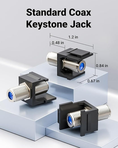 VCE Coax Keystone Jack Insert, 3GHz Nickel-Plated and Black Coaxial Cable - Image 4