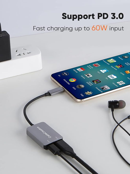 CableCreation USB Type C Splitter, 2-in-1 USB C Audio Adapter and PD Fast - Image 2