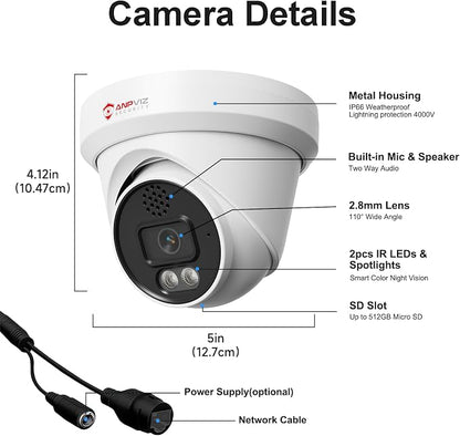 Anpviz UltraHD 4K IP Turret PoE Camera Outdoor, Two Way Audio Security Camera - Image 9