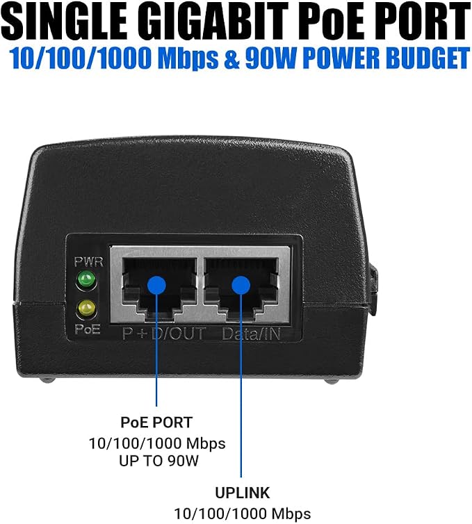 BV-Tech Gigabit Power Over Ethernet PoE++ Injector | 90W | 802.3 af/at/bt | - Image 3
