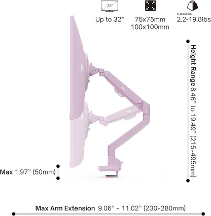Pixio PS1S Wave Pink Single Monitor Arm Stand Desk Mount - Image 4