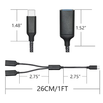 USB Splitter Cable 1FT, USB Type C Male to Dual USB A Female Y Splitter Adapter - Image 7