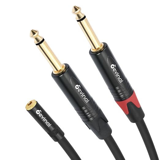 Devinal 3.5mm to Dual 1/4 Y Splitter Cable, 1/8" Female TRS to Dual 6.35mm TS - Image 7